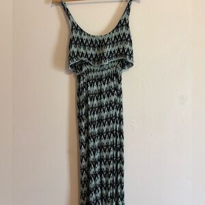 Black and Blue Patterned Long Maxi Dress
